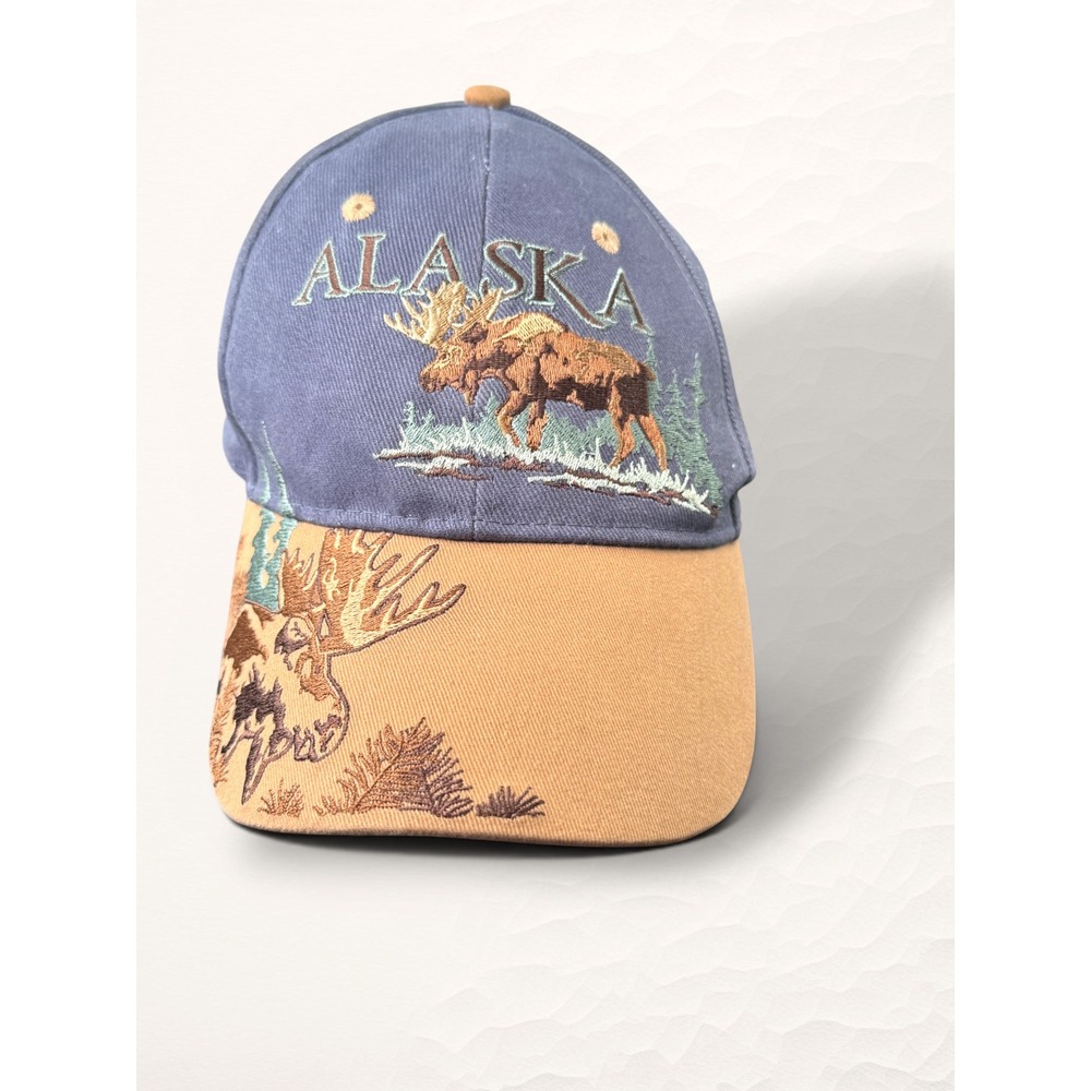Ace USA Alaska Moose‎ Baseball Hat Mens OSFM Blue Gorpcore Embroidered Strapback